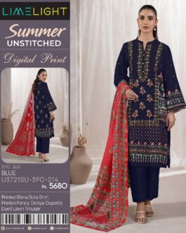 (LIMELIGHT) DIGITAL BANA DORA LAWN SHIRT DIGITAL PRINTED FANCY DORIYA DUPATTA DYED TROUSER
