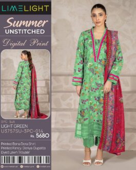 (LIMELIGHT) DIGITAL BANA DORA LAWN SHIRT DIGITAL PRINTED FANCY DORIYA DUPATTA DYED TROUSER