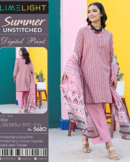 (LIMELIGHT) DIGITAL BANA DORA LAWN SHIRT DIGITAL PRINTED FANCY DORIYA DUPATTA DYED TROUSER