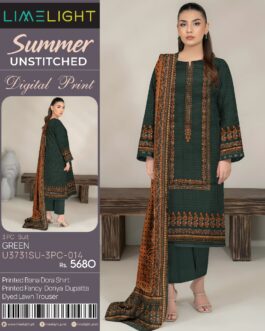 (LIMELIGHT) DIGITAL BANA DORA LAWN SHIRT DIGITAL PRINTED FANCY DORIYA DUPATTA DYED TROUSER