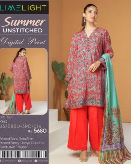 (LIMELIGHT) DIGITAL BANA DORA LAWN SHIRT DIGITAL PRINTED FANCY DORIYA DUPATTA DYED TROUSER